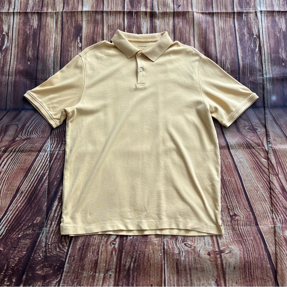Van Heusen Men’s Short Sleeve Polo Shirt Light Yellow Size Large